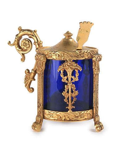Mustard Cup in Metallo Dorato D'epoca Impero