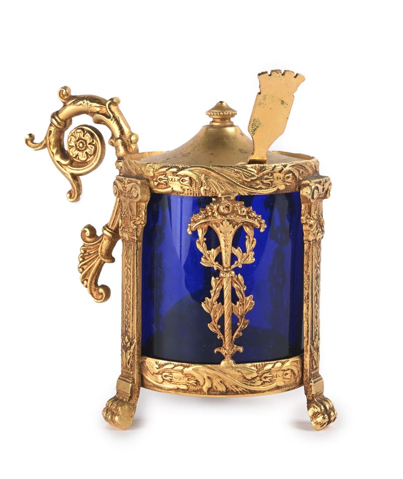 Mustard Cup in Metallo Dorato D'epoca Impero