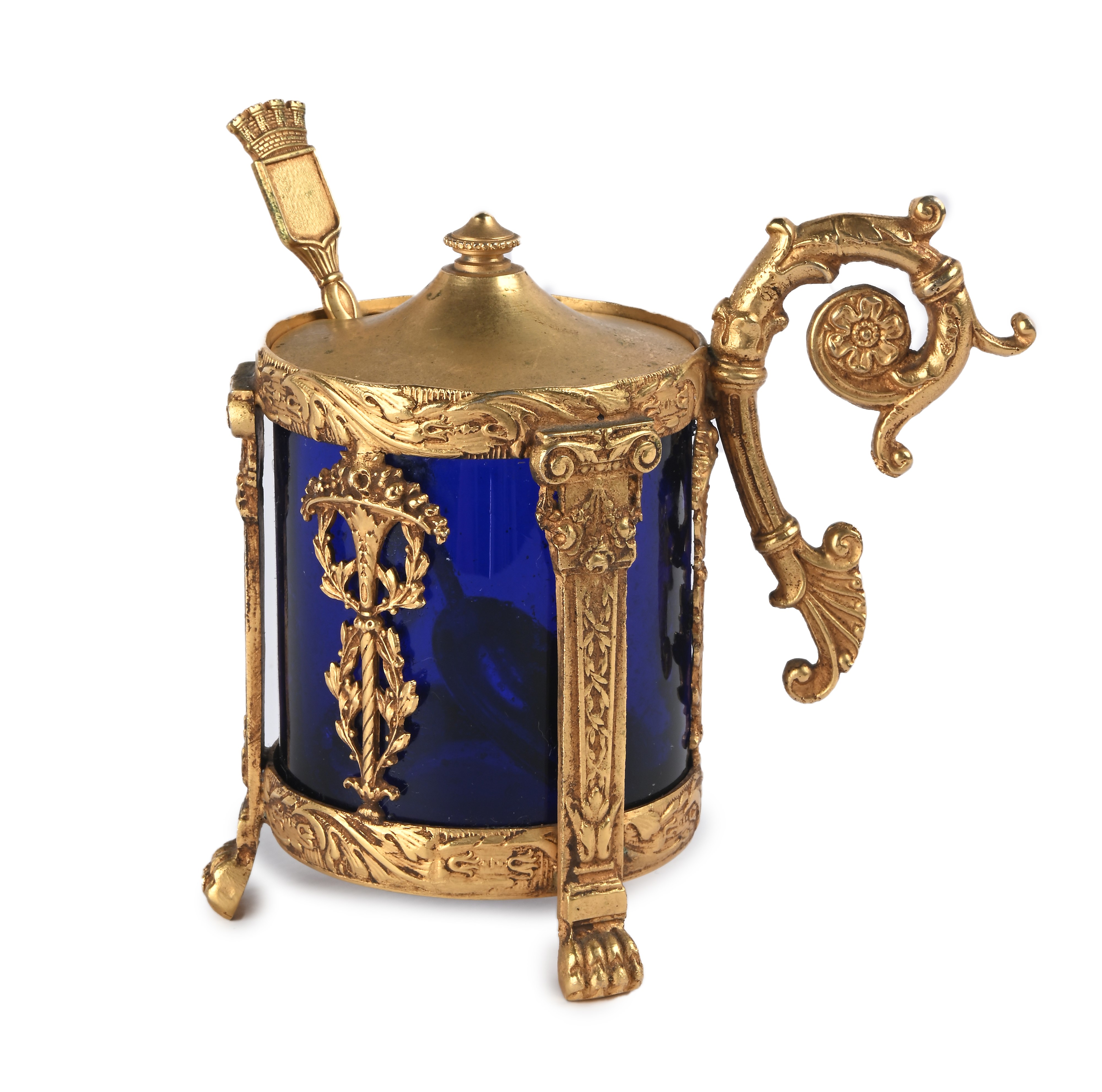Mustard Cup in Metallo Dorato D'epoca Impero