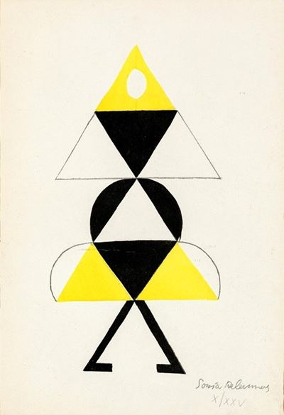 Composizione, Litografia, CM 28,5x19,5. Firmato in Basso a Destra Sonia Delaunay, e Numerato X/XX...