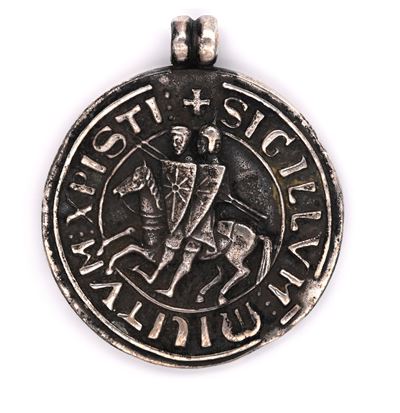 Medaglia Uniface con la Riproduzione del Sigillo dei Templari in Argento 925/000