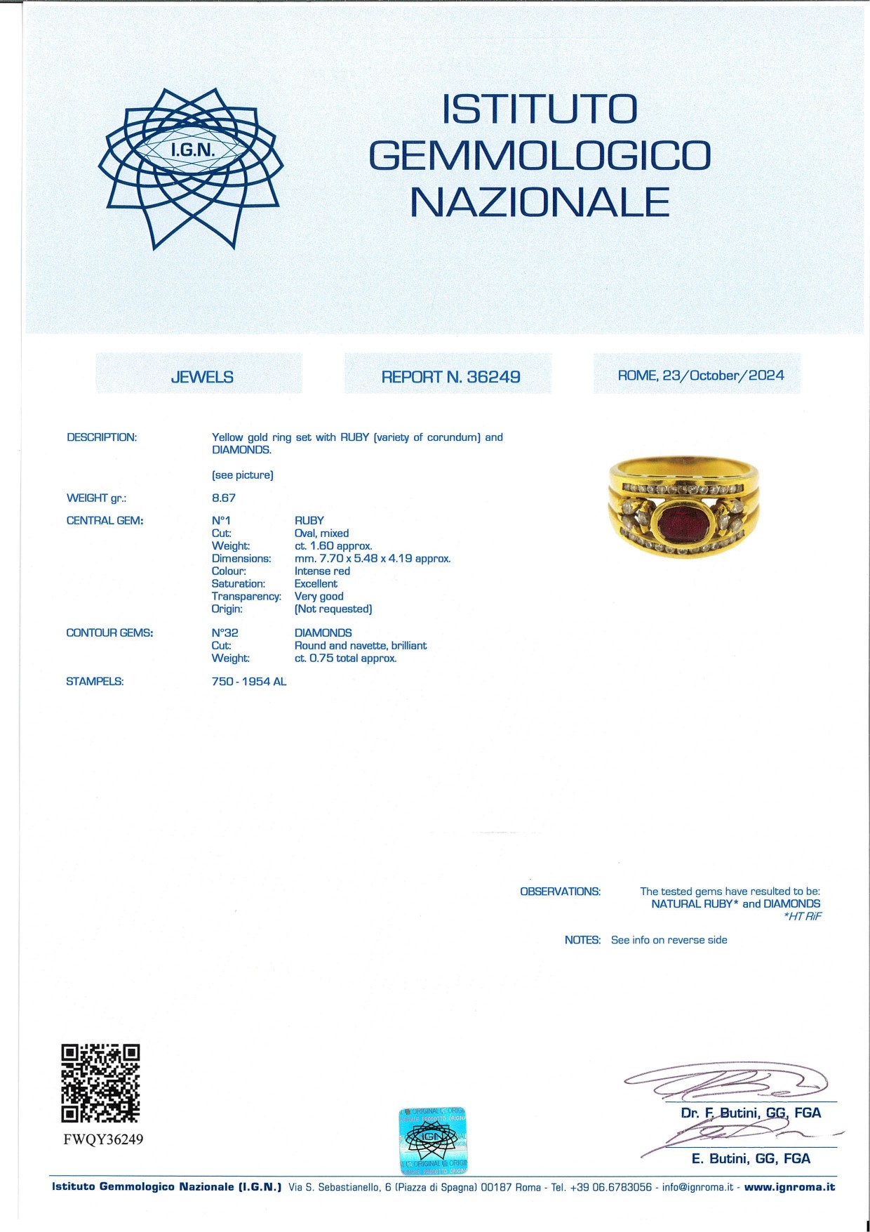 Anello a Fascia in Oro, Rubino e Brillanti