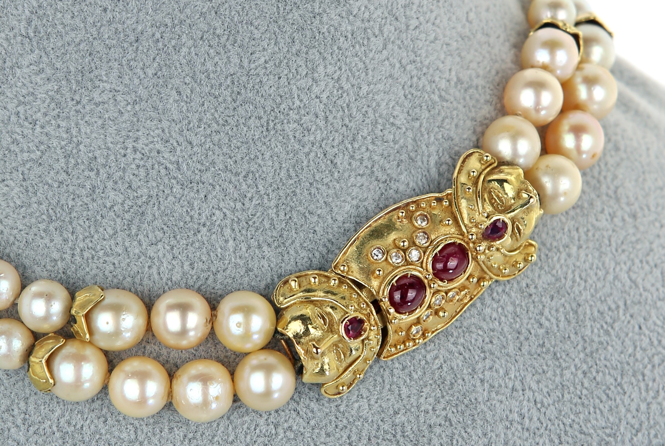 Collana di Perle Coltivate, Oro e Brillante