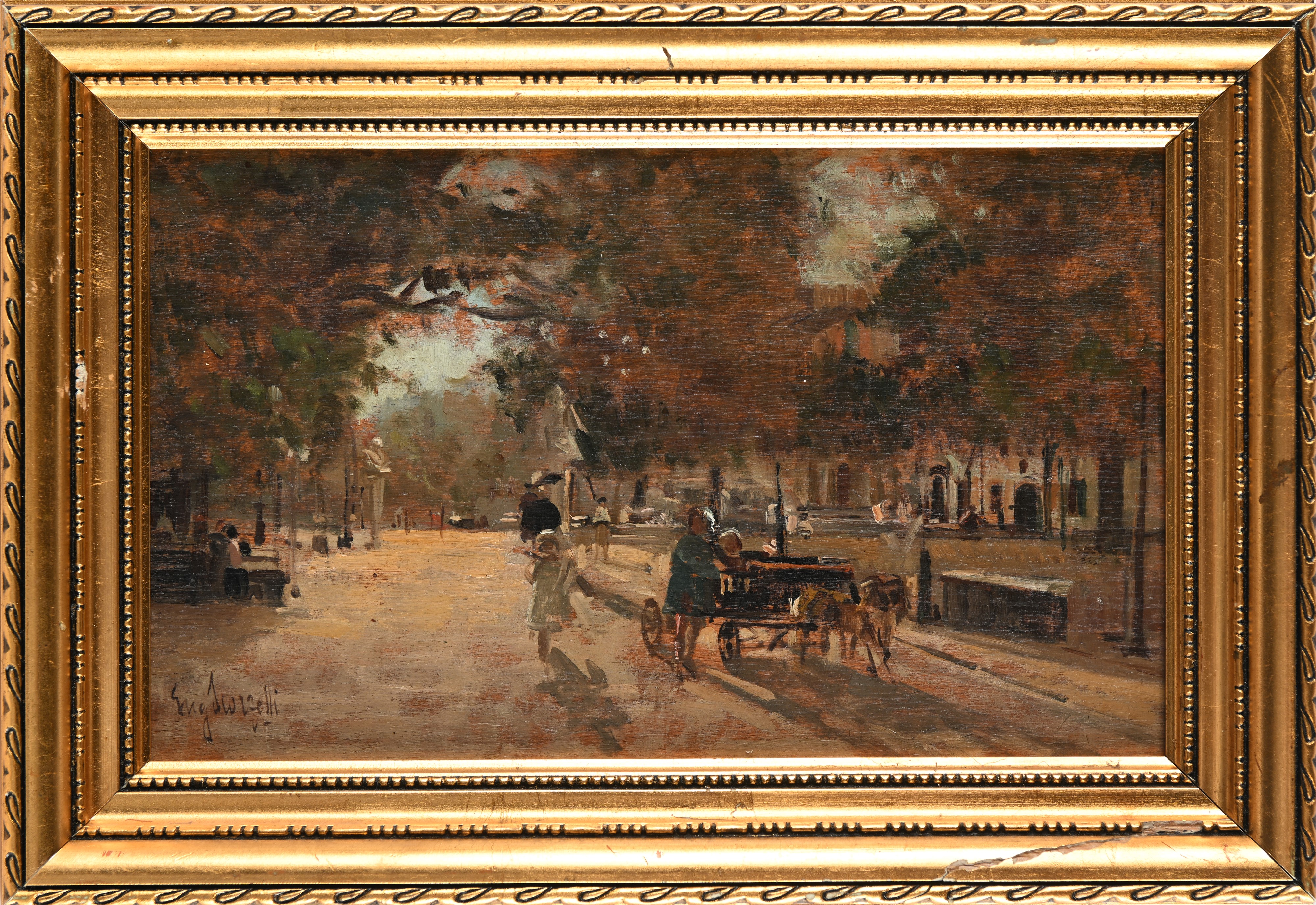 Eugenio Scorzelli - Napoli - la Passeggiata nella Villa Comunale