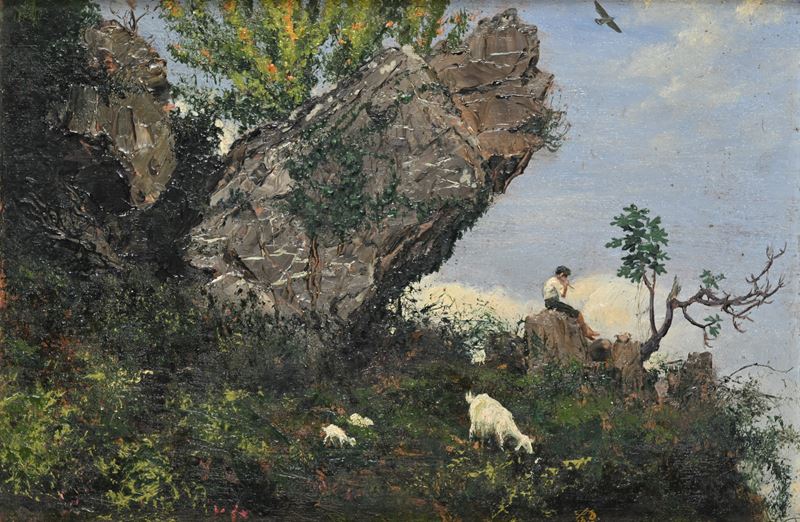 Salvatore De Pasquale - Paesaggio con Pastorello e Capre