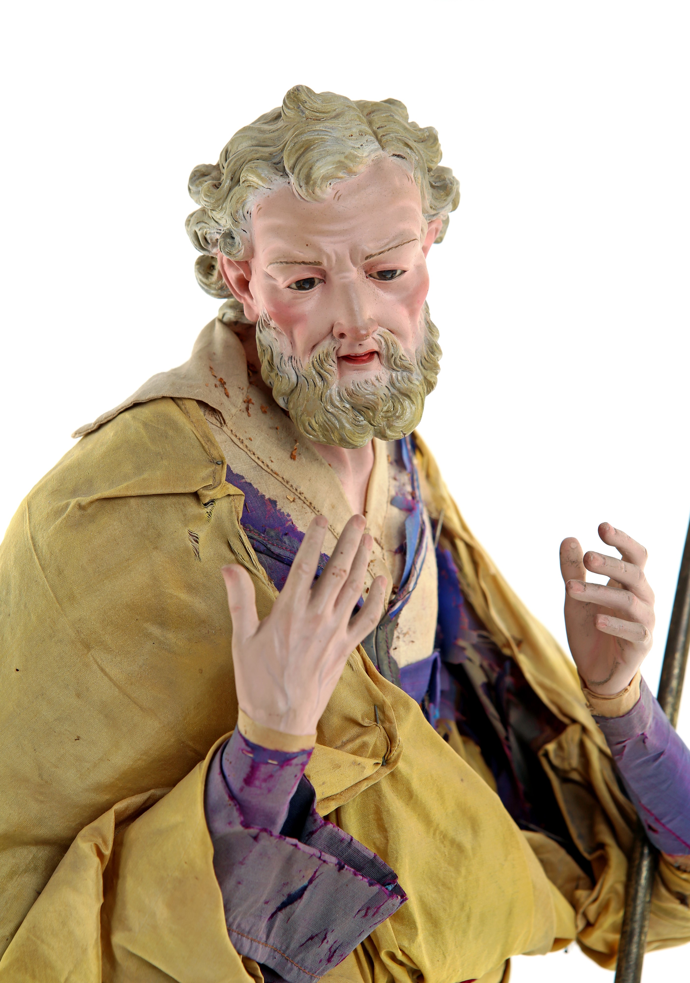 Grande Figura di San Giuseppe con Camicia Viola e Tunica Gialla