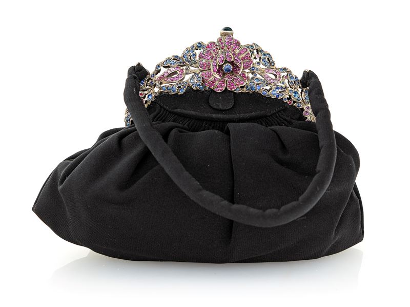 Pochette da Sera Liberty in Seta, Argento, Zaffiri e Rubini