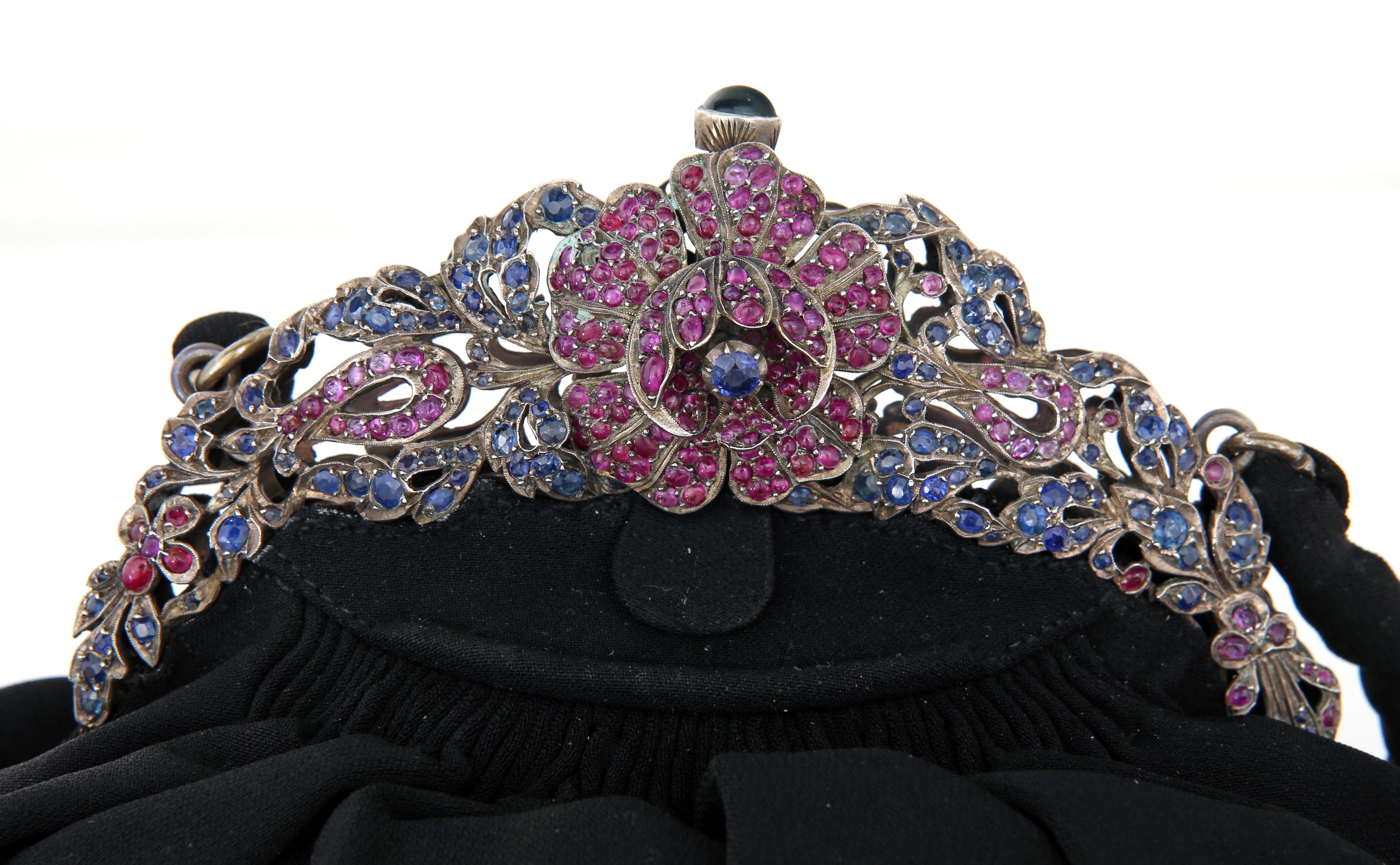 Pochette da Sera Liberty in Seta, Argento, Zaffiri e Rubini