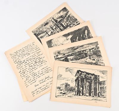Cartella Contenente 8 Disegni di Roma di Luigi Surdi Tirate in 500 Copie Numerate e Firmate Dall'...
