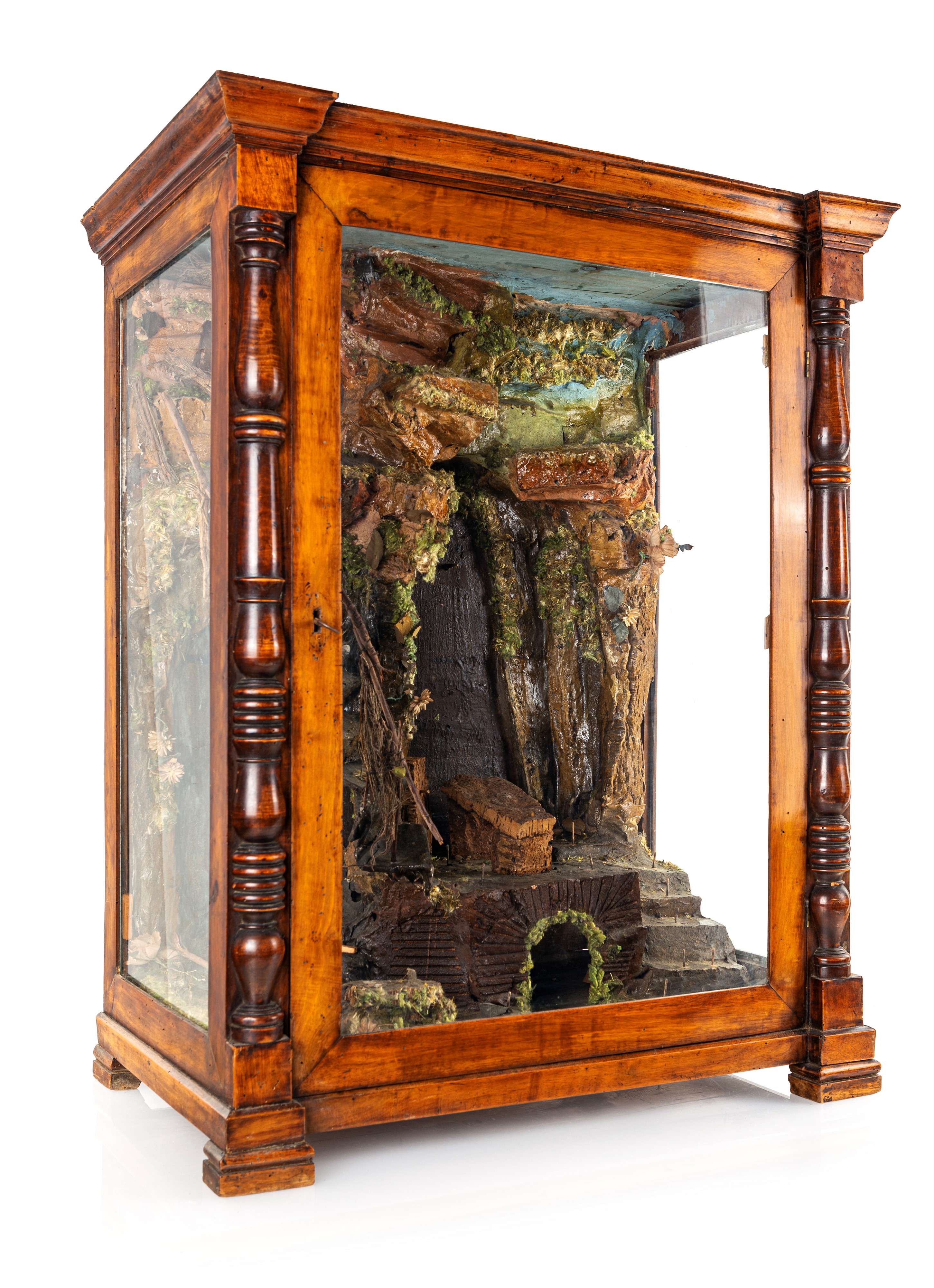 Teca Presepiale in Legno con Scoglio Interno, XIX Secolo