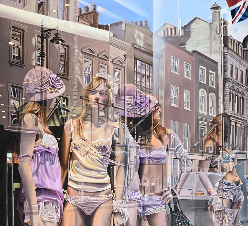 Enrico Ghinato - London New Bond Street, olio su tela (2011)