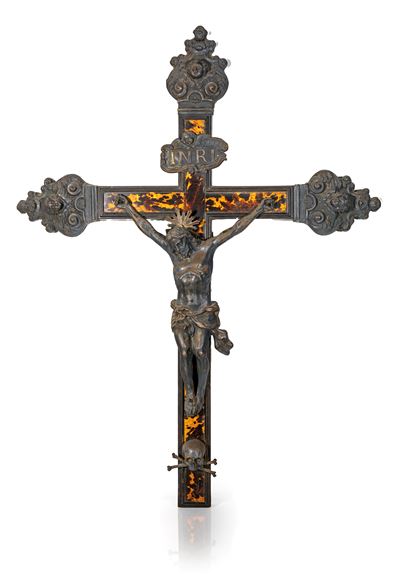 Grande Crocifisso in Tartaruga e Argento, Napoli, 1872 - 1878, Argentiere Gennaro Pane
