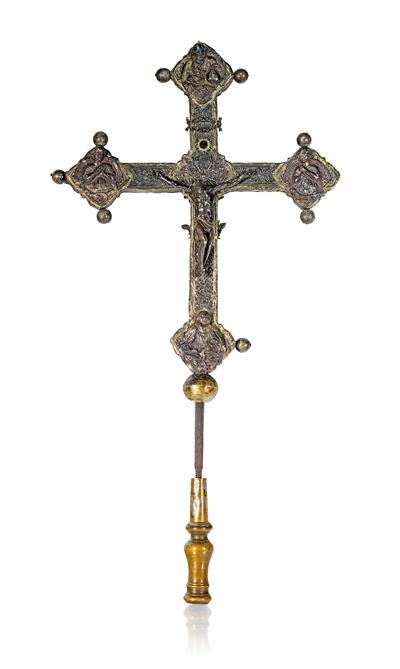 Croce Processionale in Argento e Lamina D'argento, Arte Orafa Sulmonese, Fine XV/inizi XVI Secolo