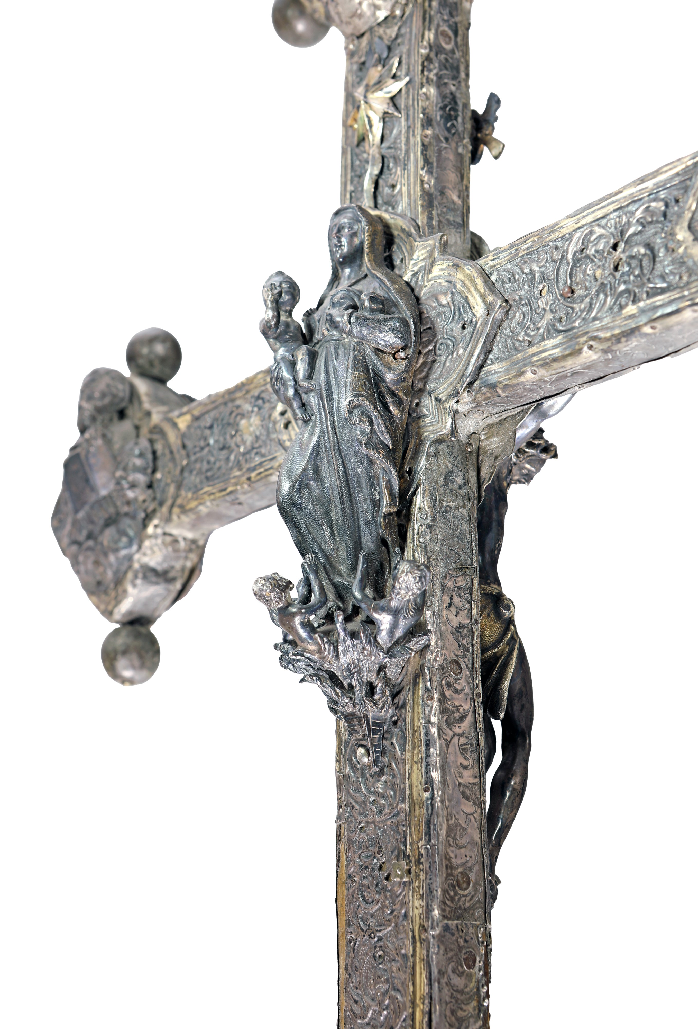 Croce Processionale in Argento e Lamina D'argento, Arte Orafa Sulmonese, Fine XV/inizi XVI Secolo