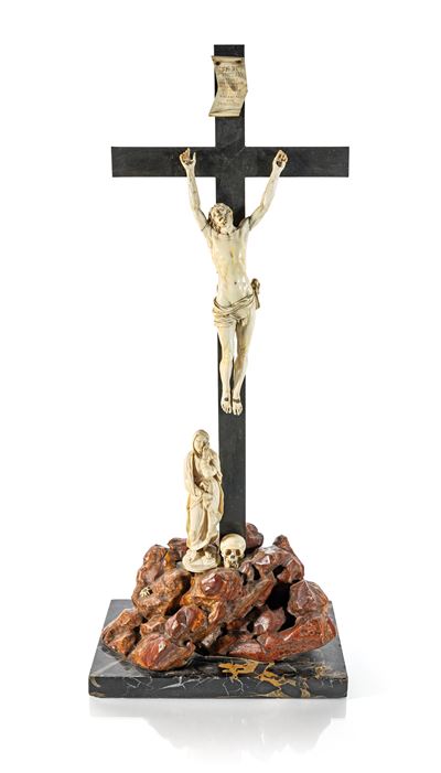 Crocifissione in Marmo con Figure in Avorio, XVII Secolo