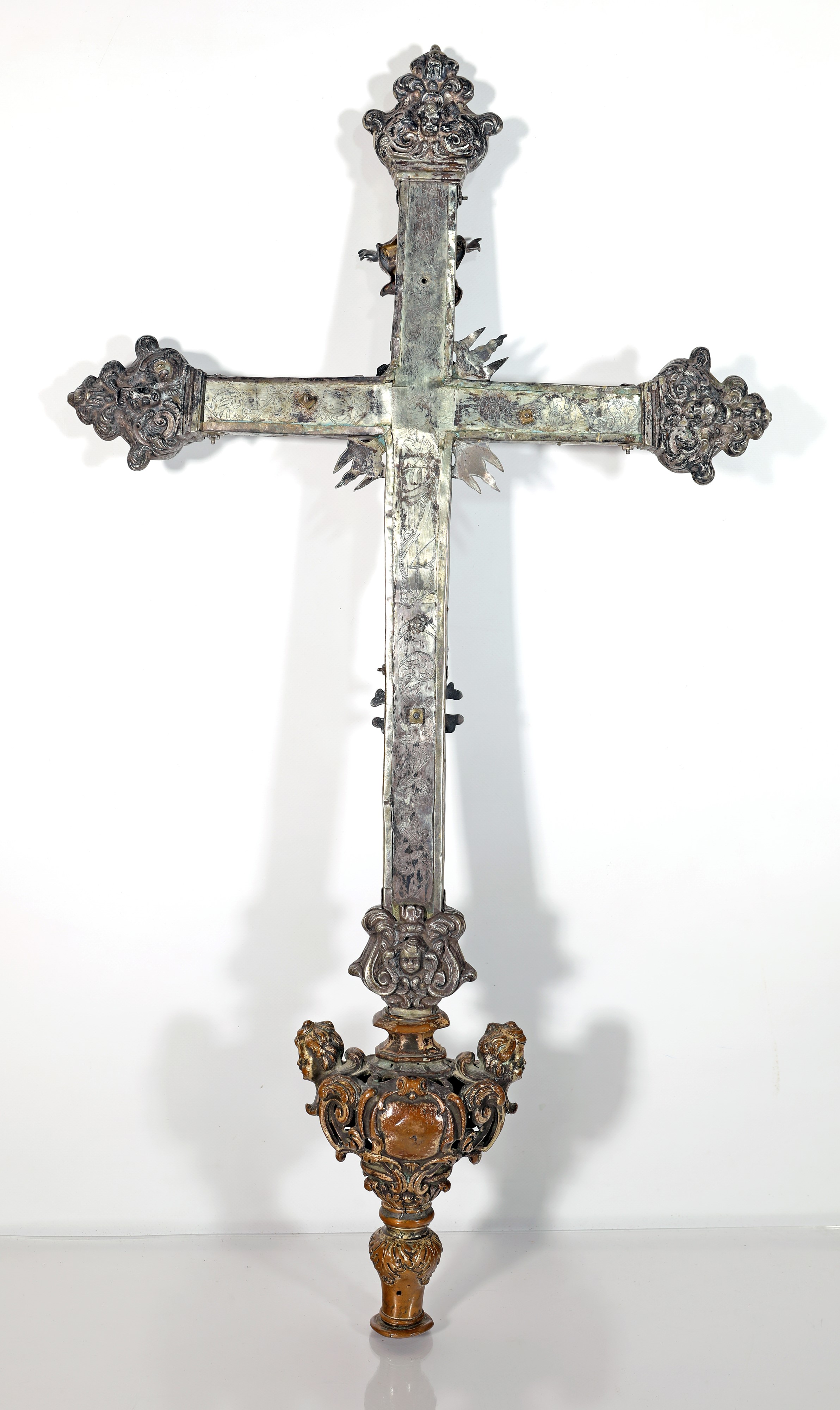 Croce Processionale in Argento e Bronzo, XVIII/XIX Secolo
