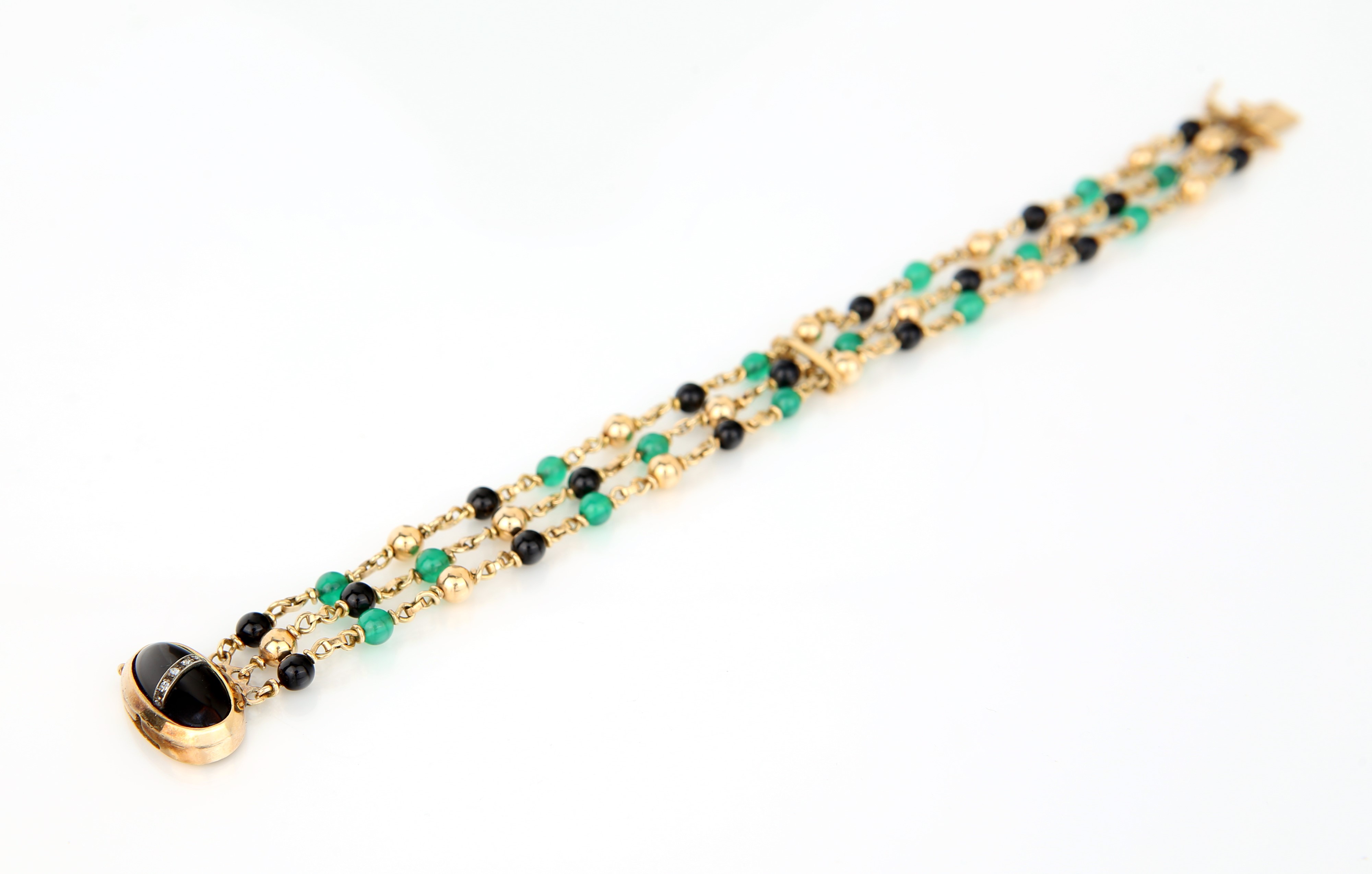 Bracciale in Oro, Onice, Crisoprasio e Diamanti