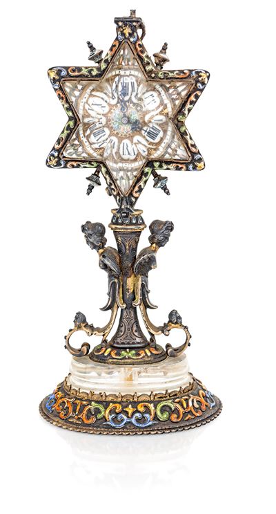 Orologio da Tavolo in Argento e Cristallo di Rocca