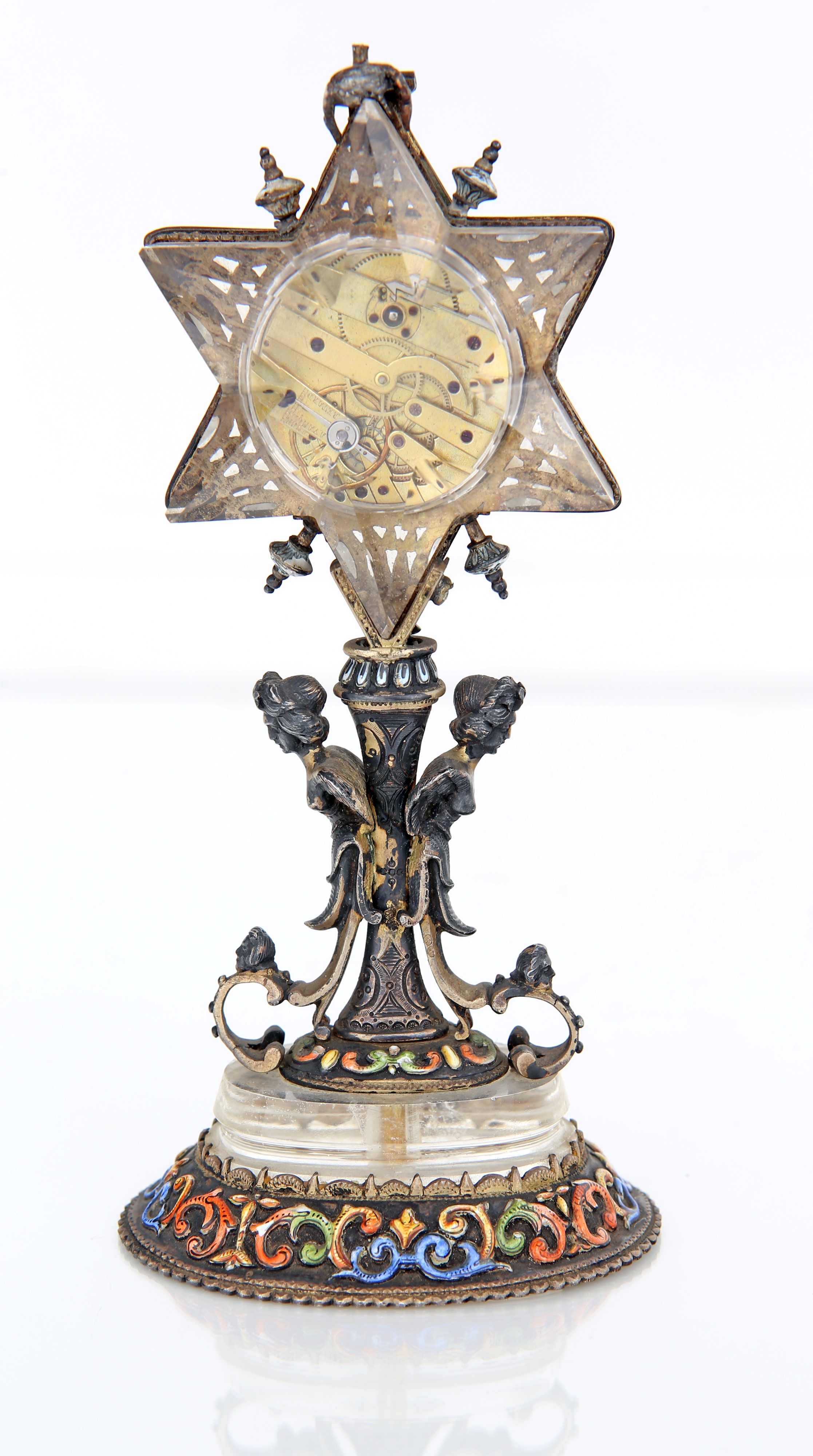 Orologio da Tavolo in Argento e Cristallo di Rocca