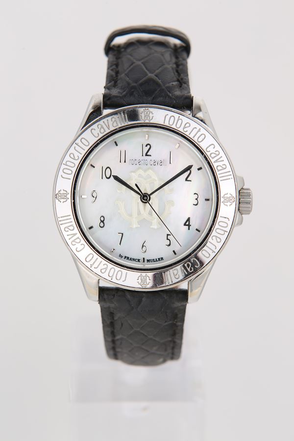 Franck Muller per Roberto Cavalli (1L002) - Orologio da polso al quarzo da uomo in acciaio con quadrante in madreperla