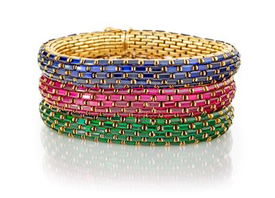Illario, Gruppo di Tre Bracciali in Oro a Maglie " Serpente "