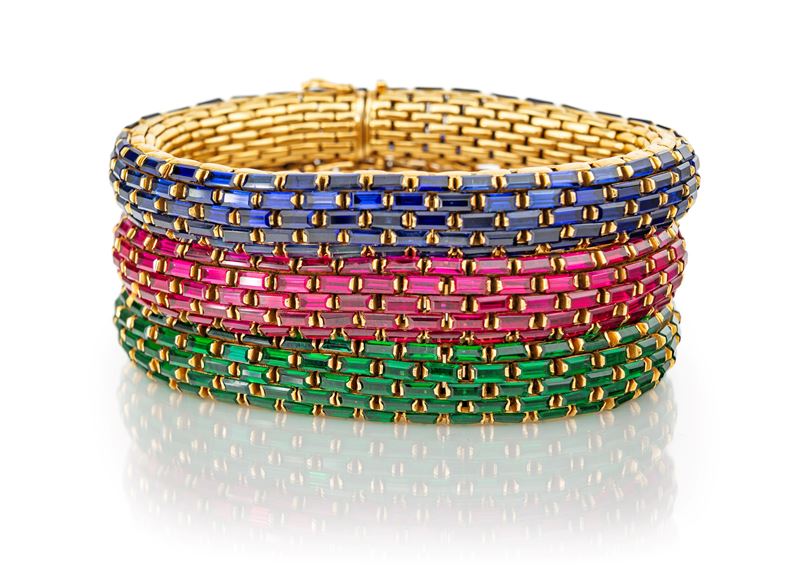Illario, Gruppo di Tre Bracciali in Oro a Maglie " Serpente "