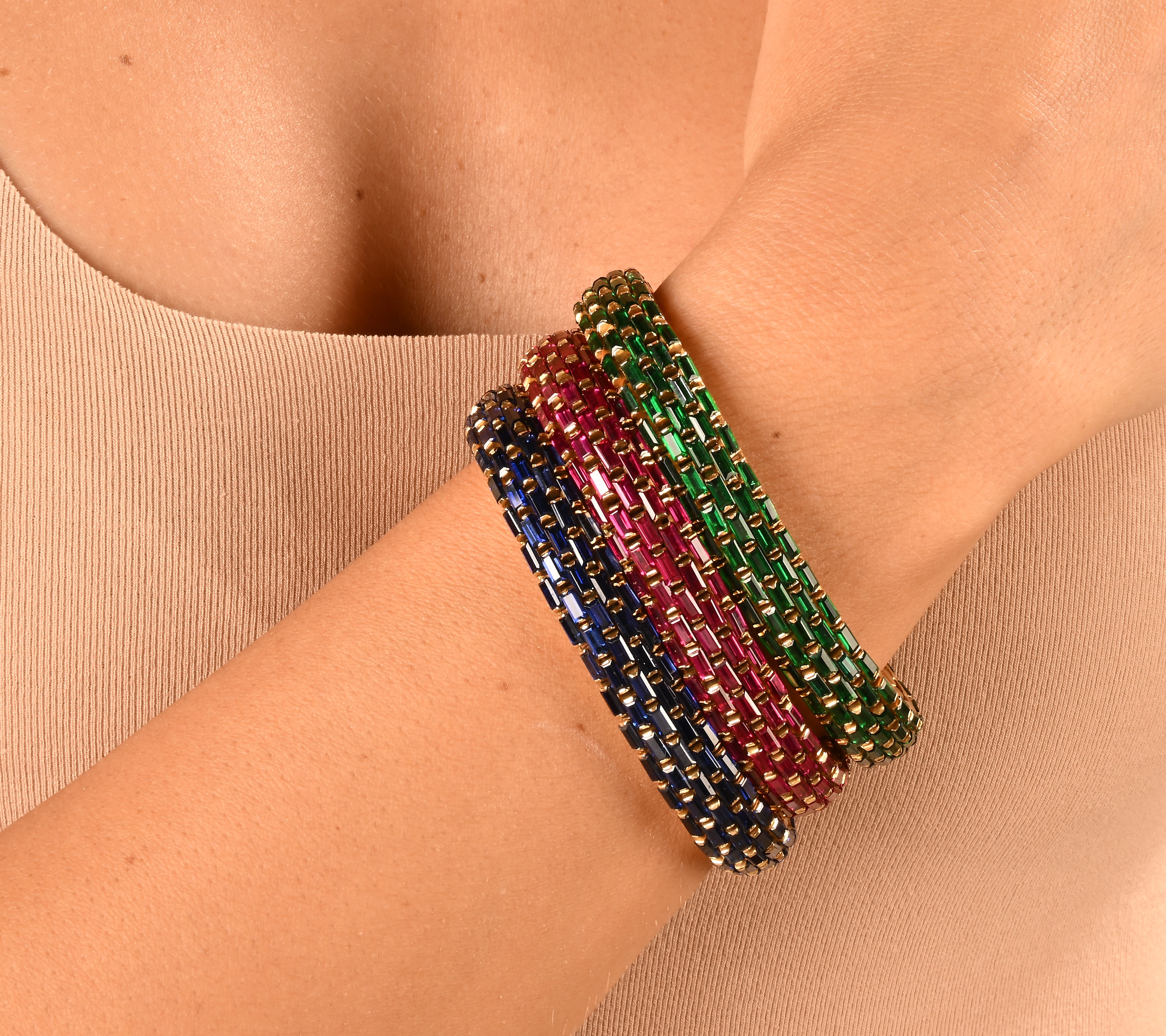 Illario, Gruppo di Tre Bracciali in Oro a Maglie " Serpente "