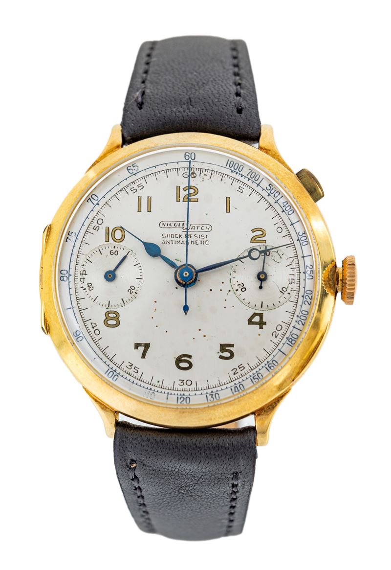 Nicolet Watch, Cronografo Monopulsante in Oro