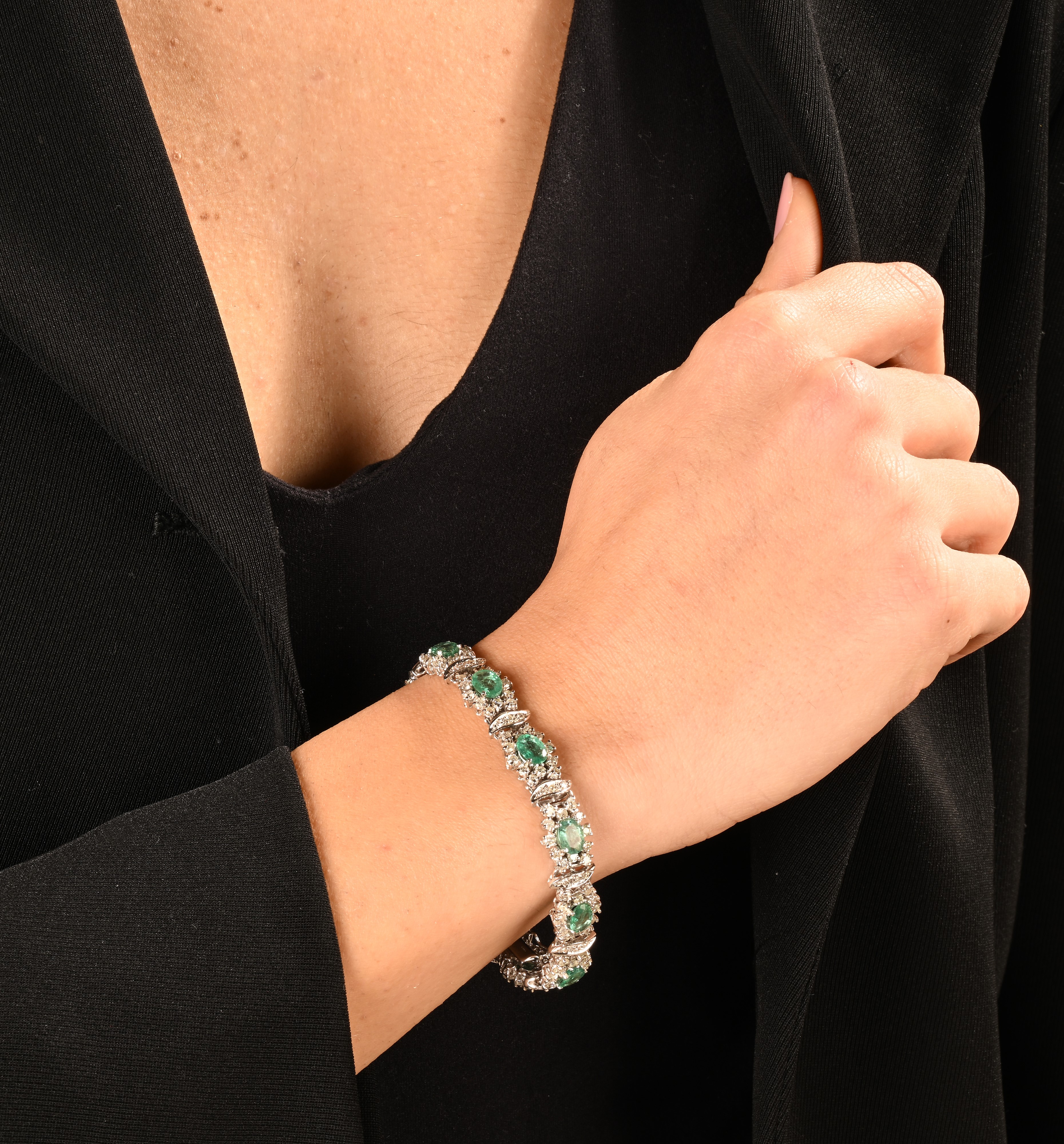 Bracciale in Oro, Brillanti e Smeraldi