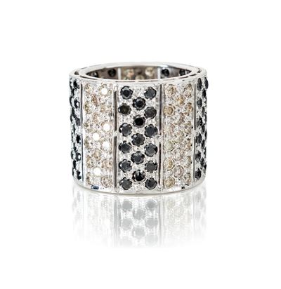 Anello Fascia a Giro in Oro Brillanti e Brillanti Neri