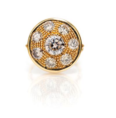 Anello a Toppa in Oro e Brillanti