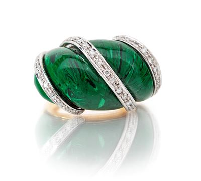 Anello in Oro, Malachite e Brillanti