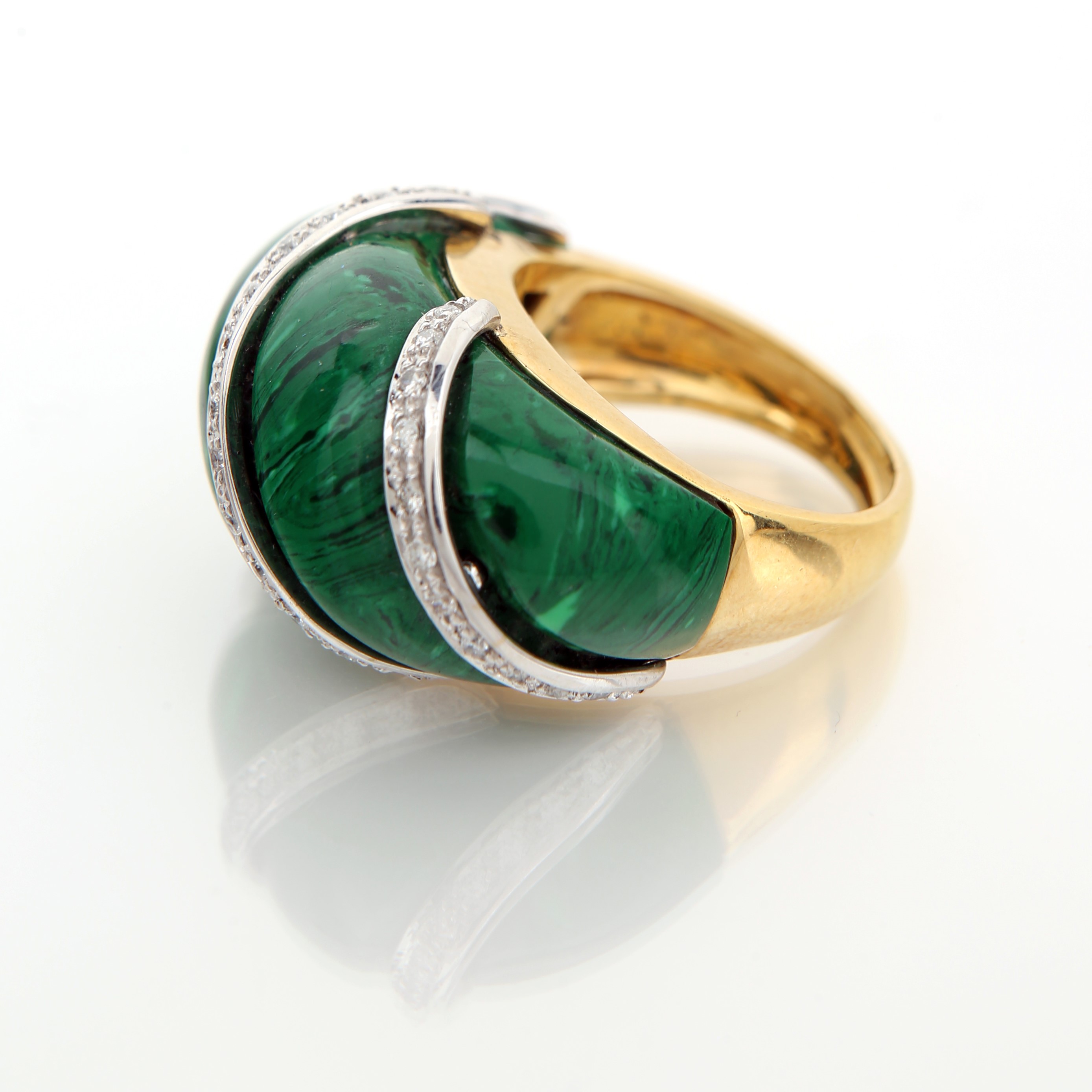Anello in Oro, Malachite e Brillanti