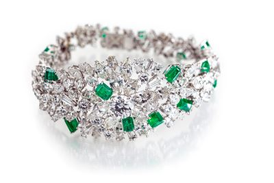 Importante Bracciale in Oro Smeraldi e Brillanti