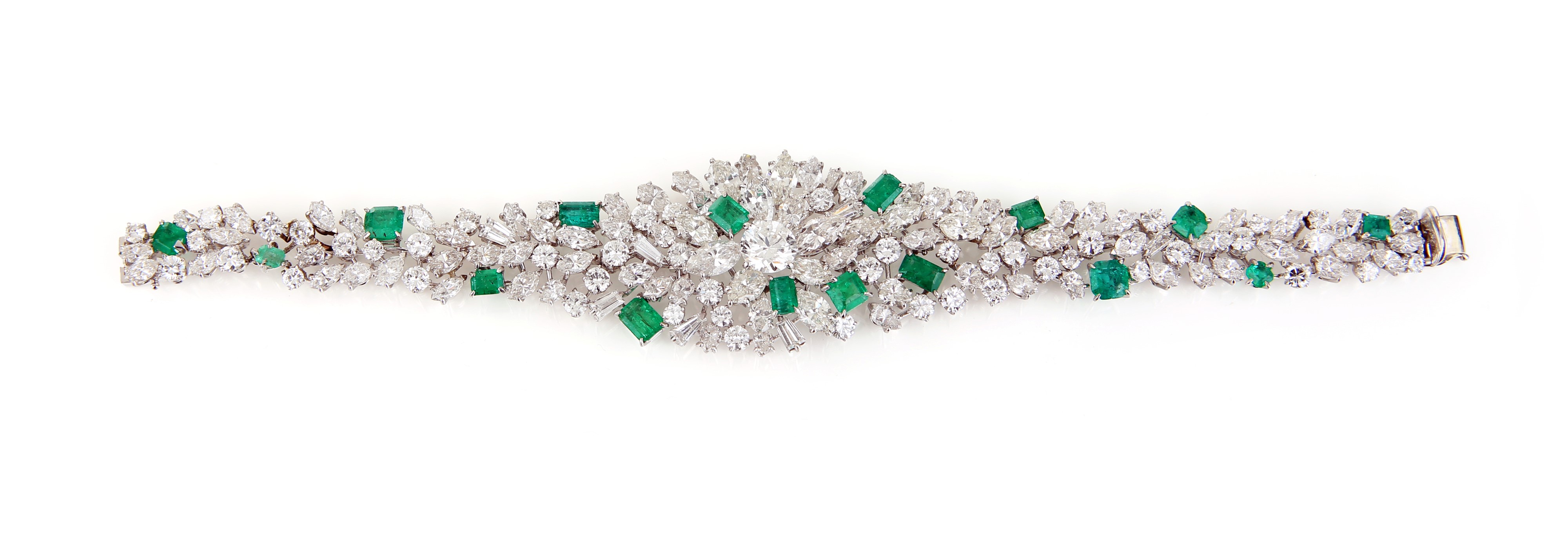 Importante Bracciale in Oro Smeraldi e Brillanti