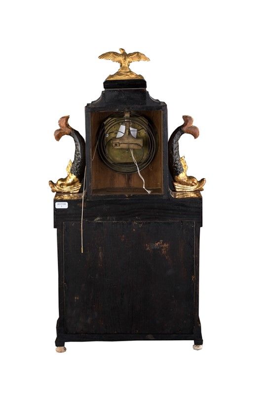 Orologio Biedermeier da Tavolo in Legno Lastronato ed Ebanizzato, XIX Secolo