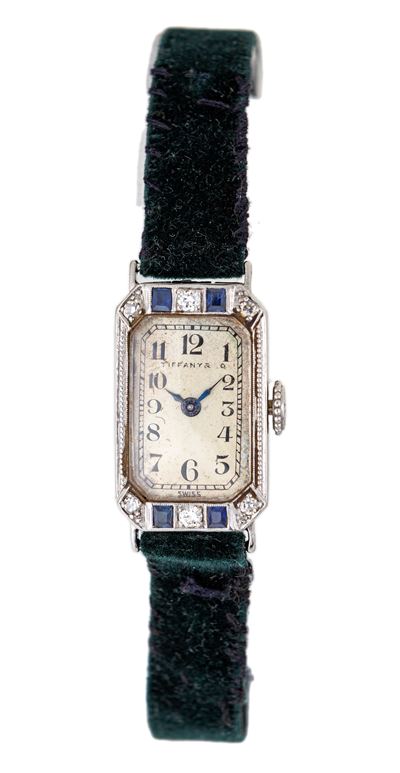 Tiffany Orologio Decò in Platino, Oro, Diamanti e Zaffiri