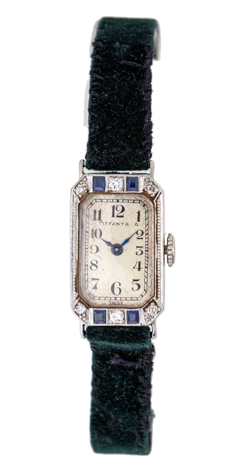 Tiffany Orologio Decò in Platino, Oro, Diamanti e Zaffiri
