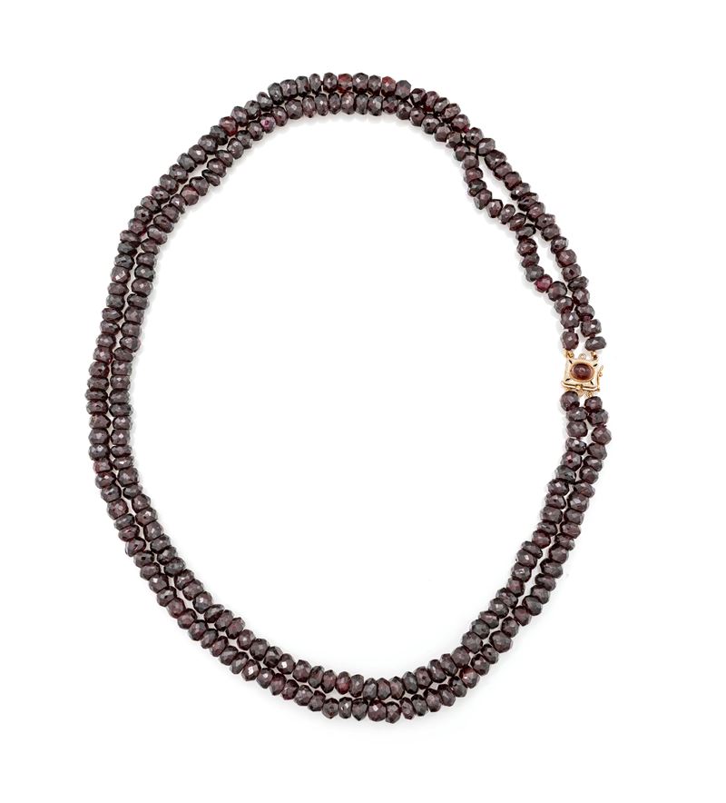 Collana a Due Fili in Oro e Granati