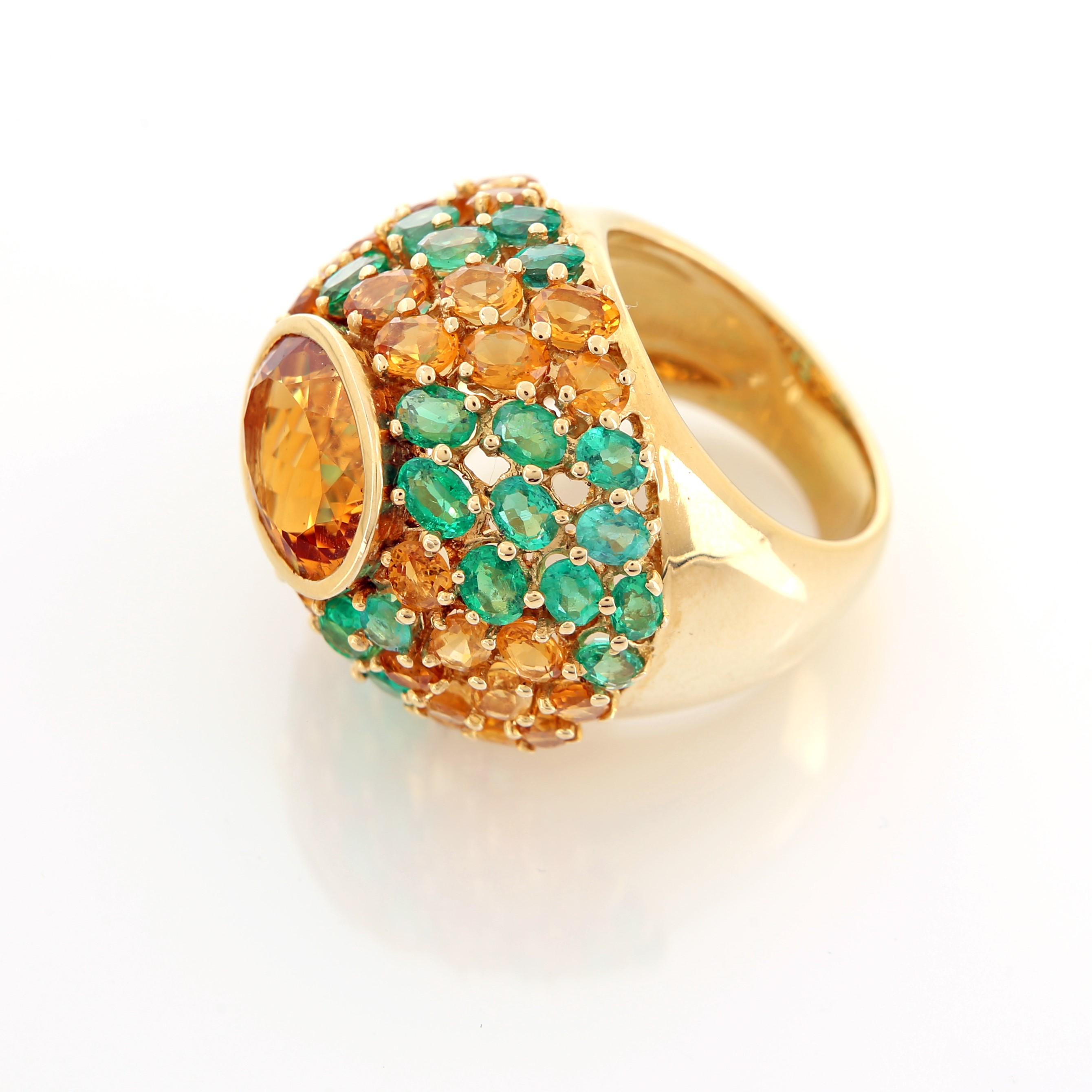 Anello in Oro, Smeraldi e Quarzi Citrini