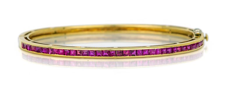 Bracciale a Manetta in Oro e Rubini