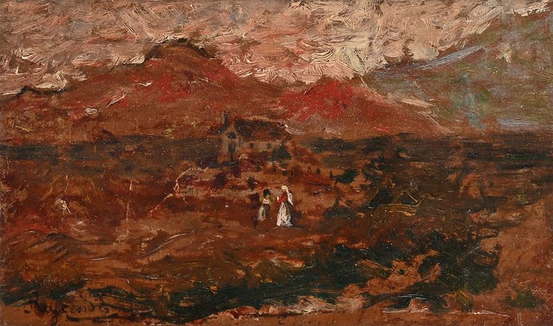 Enrico Reycend - Paesaggio con Figure