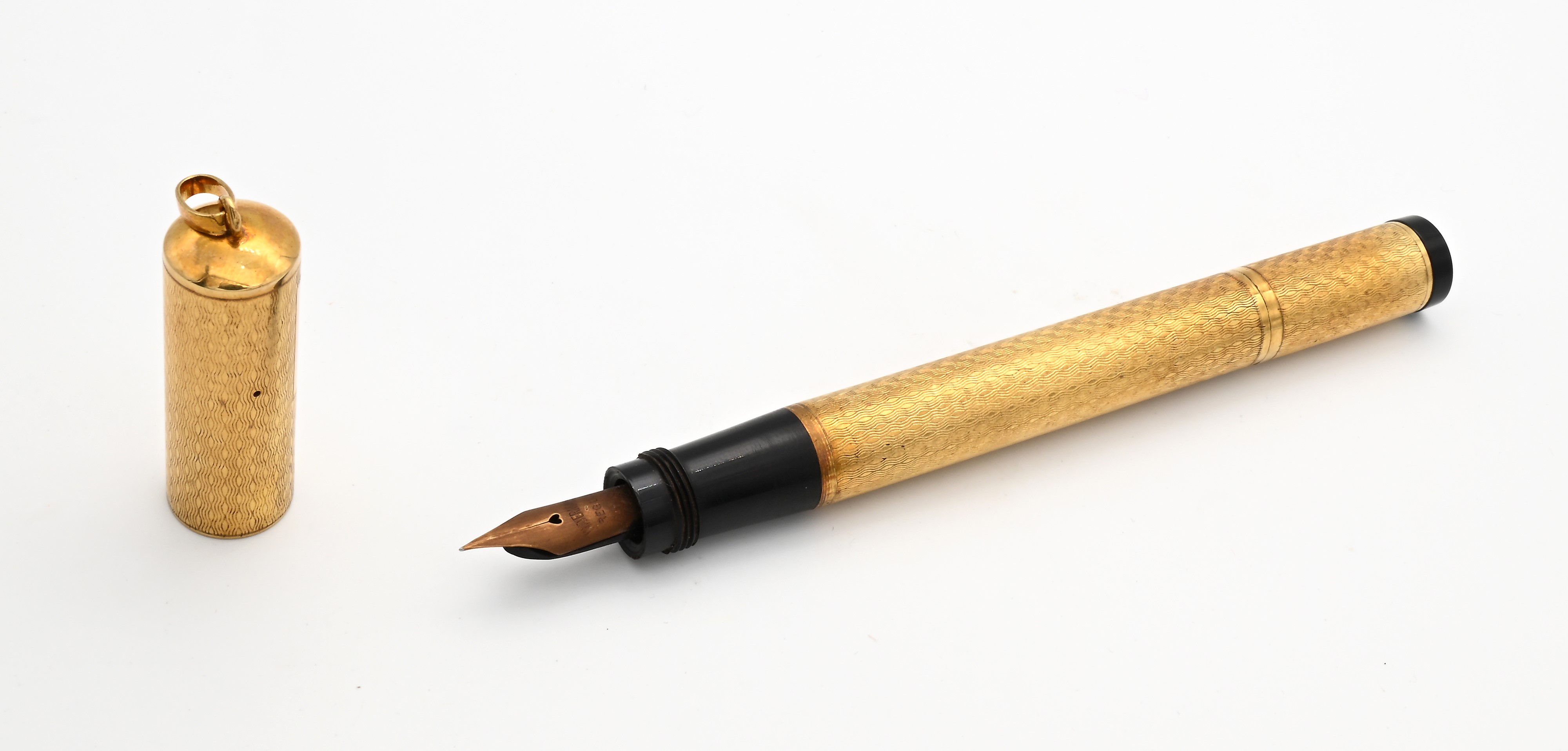 Waterman Ideal 42 - Penna Stilografica Retrattile Vintage in Ebanite Rivestita di Metallo Laminat...