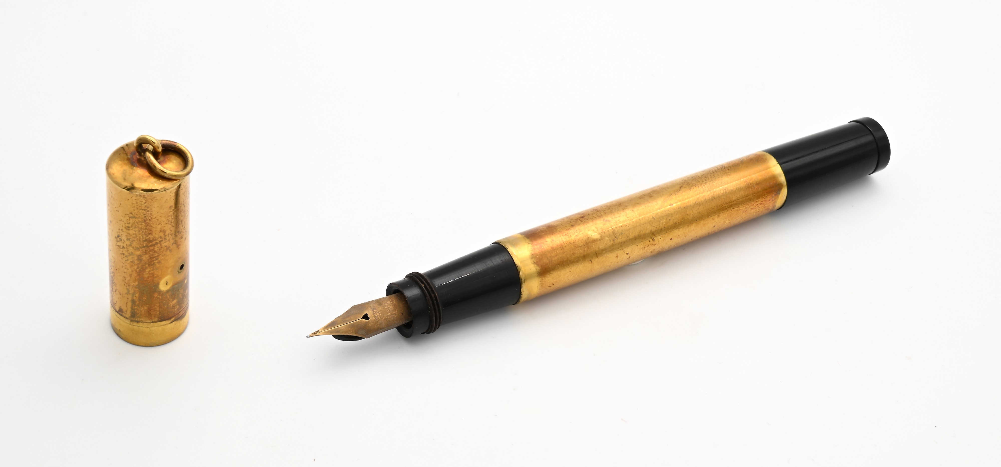 Waterman Ideal 42 - Penna Stilografica Retrattile Vintage in Ebanite Rivestita di Metallo Laminat...