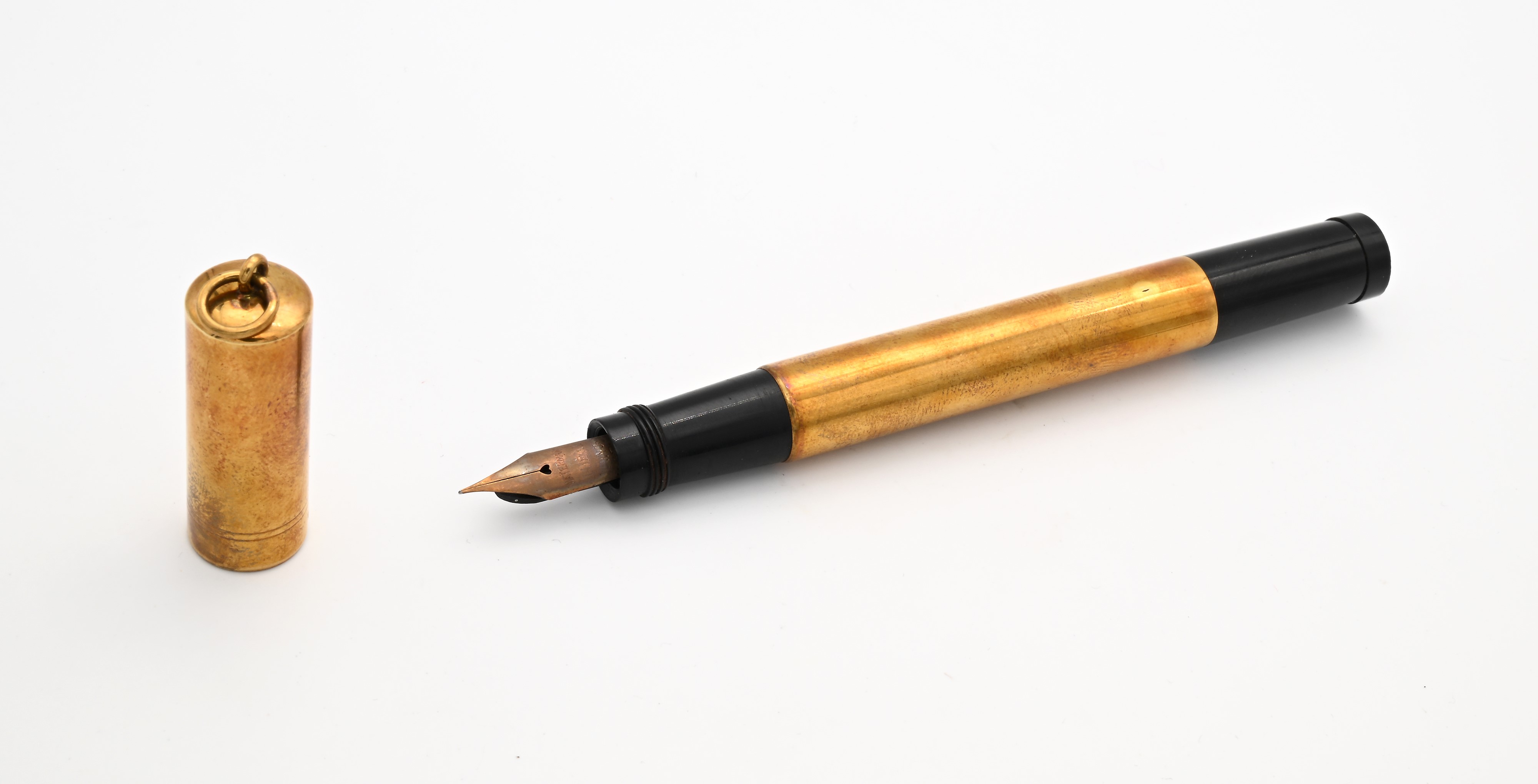 Waterman Ideal 42 - Penna Stilografica Retrattile Vintage in Ebanite Rivestita di Metallo Laminat...