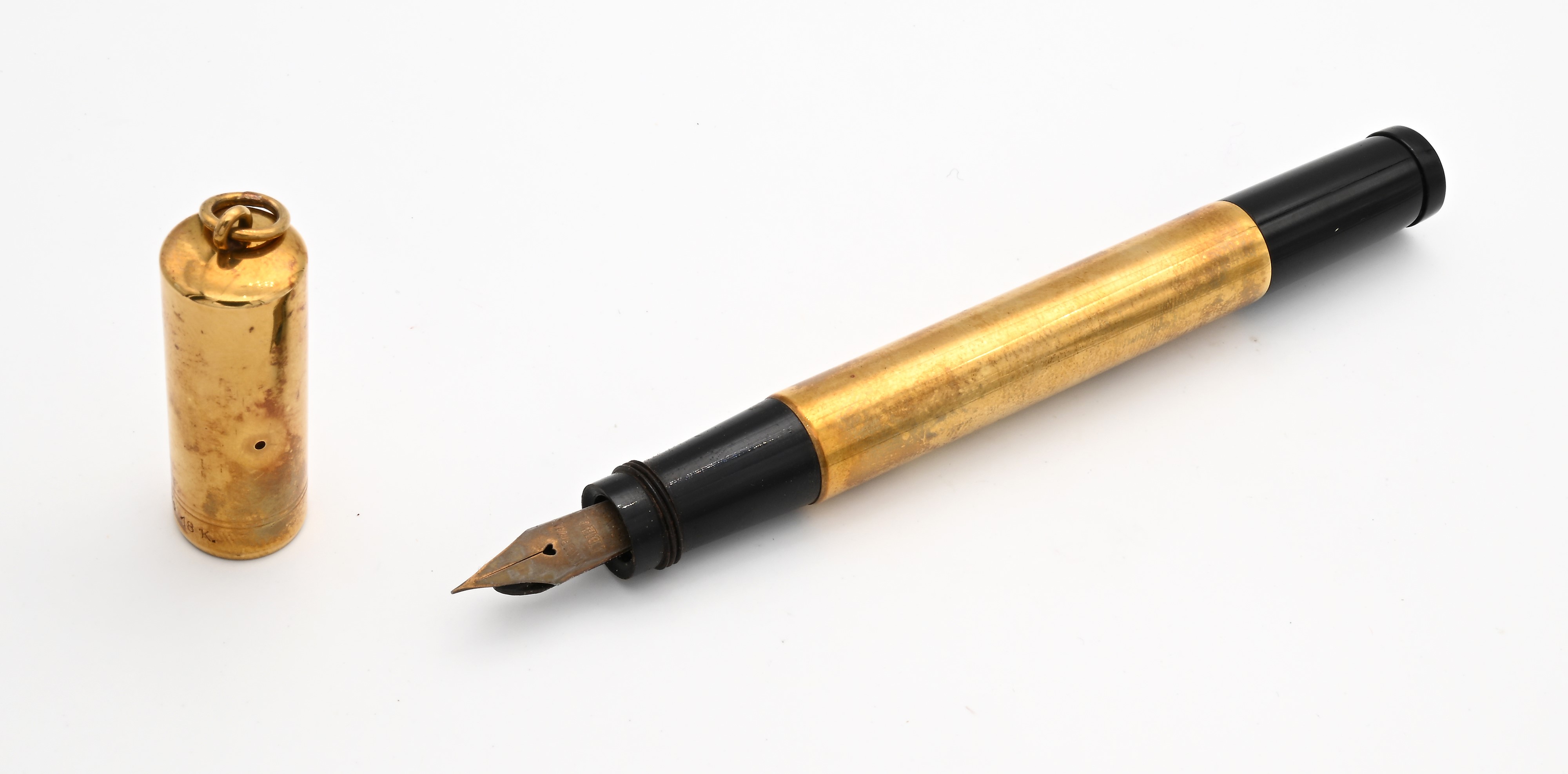 Waterman Ideal 42 - Penna Stilografica Retrattile Vintage in Ebanite Rivestita di Metallo Laminat...