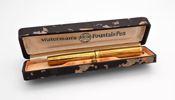 Waterman Ideal 52 V - Penna stilografica vintage rivestita di metallo laminato in oro giallo 18 Kt (Versione "corta")