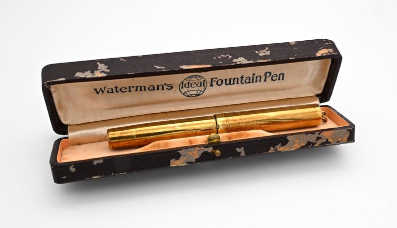Waterman, Penna stilografica Ideal 52 V in oro giallo 18 Kt, versione corta