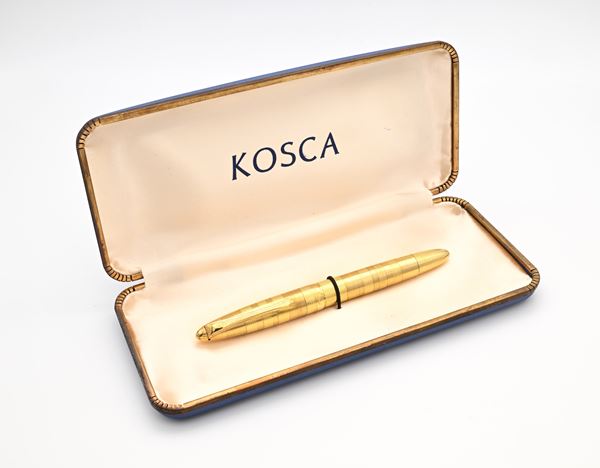 Kosca Writewell - Penna stilografica laminata in oro giallo a guillochè