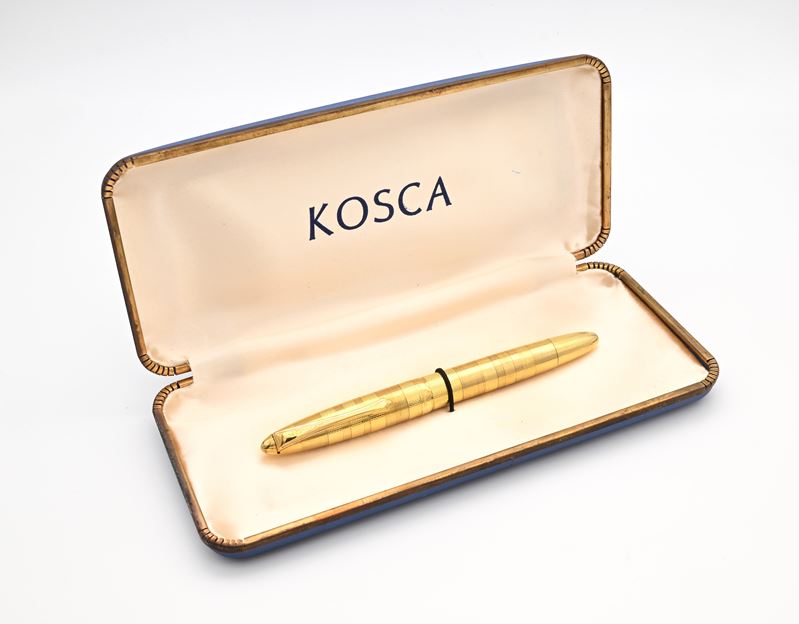 Kosca Writewell - Penna stilografica laminata in oro giallo a guillochè